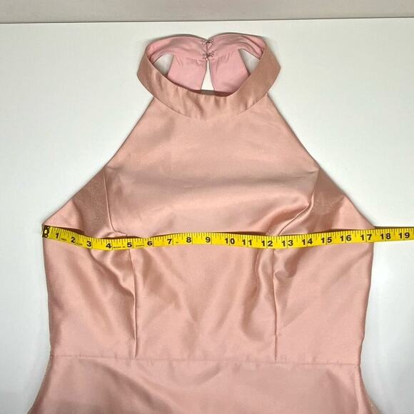 NWT | Alfred Sung | High-Neck Cutout Satin Dress | Toasted Sugar | 12R - Picture 8 of 15